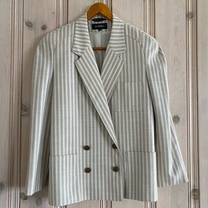 Vintage Domino Cream & Beige Striped Blazer Jacket
